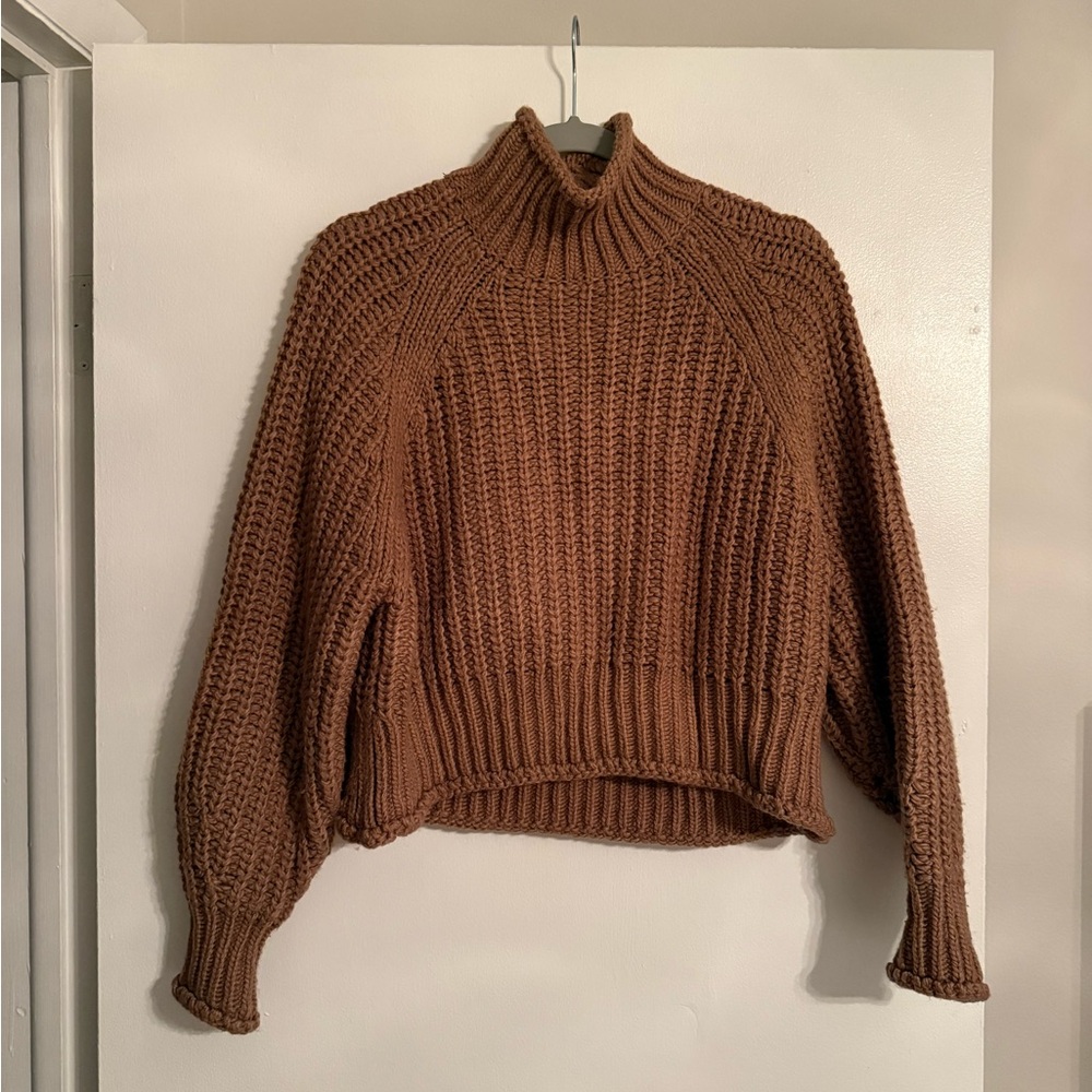 H&M Chunky Ribbed Turtleneck Sweater - Brown